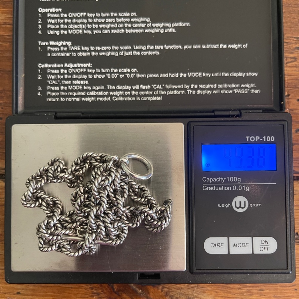 Silver Rope Chain Necklace - Picture 2 of 7